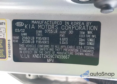 2012 Kia Soul z USA, uszkodzony, nr VIN KNDJT2A59C7455667